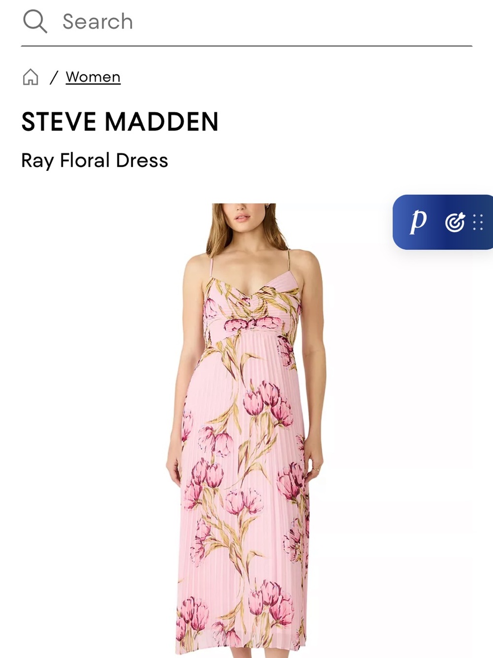 Steve Madden Pink Floral Pleated Maxi Dress